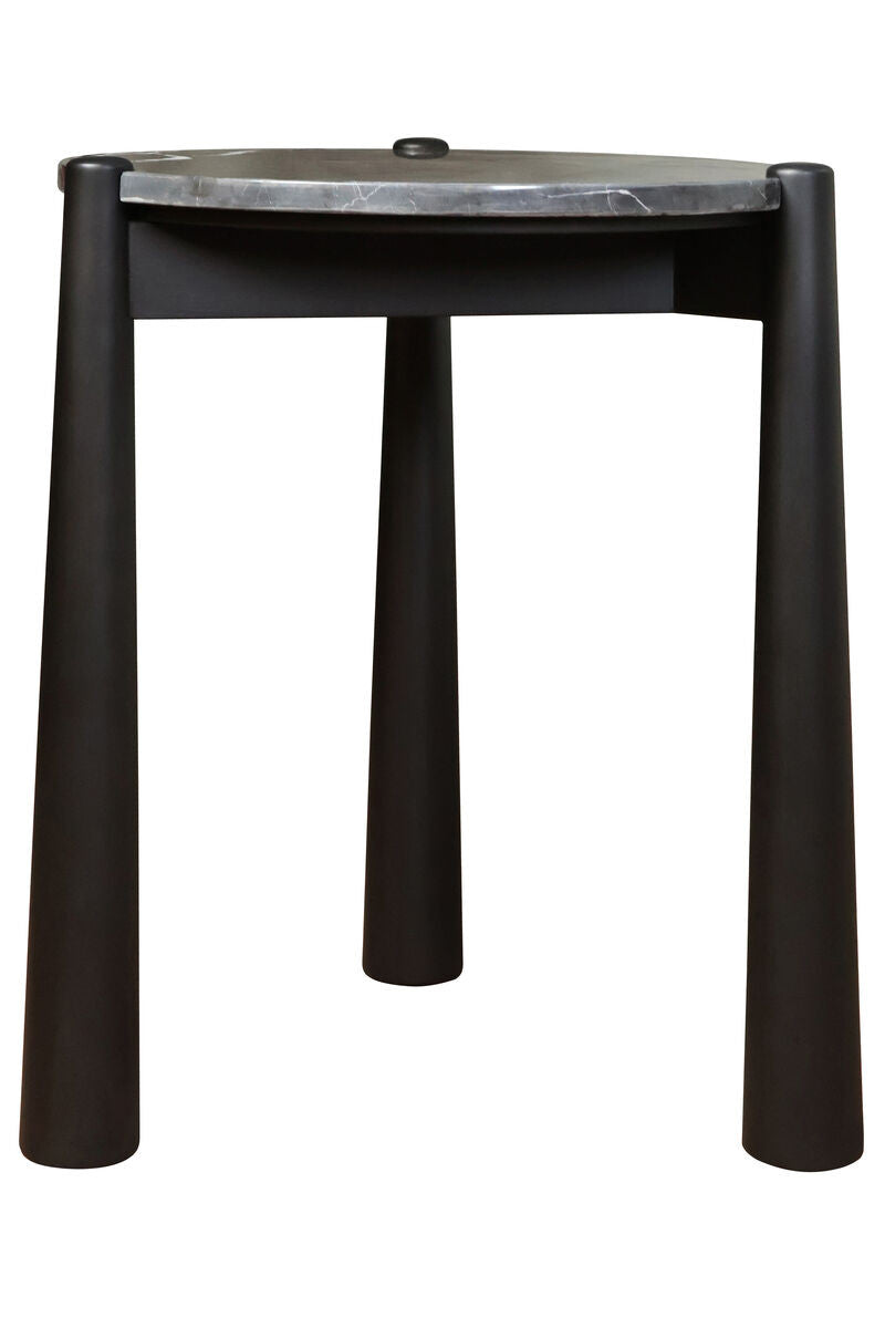 Wilbur Black and White Marble Top Side Table with Mango Wood Legs