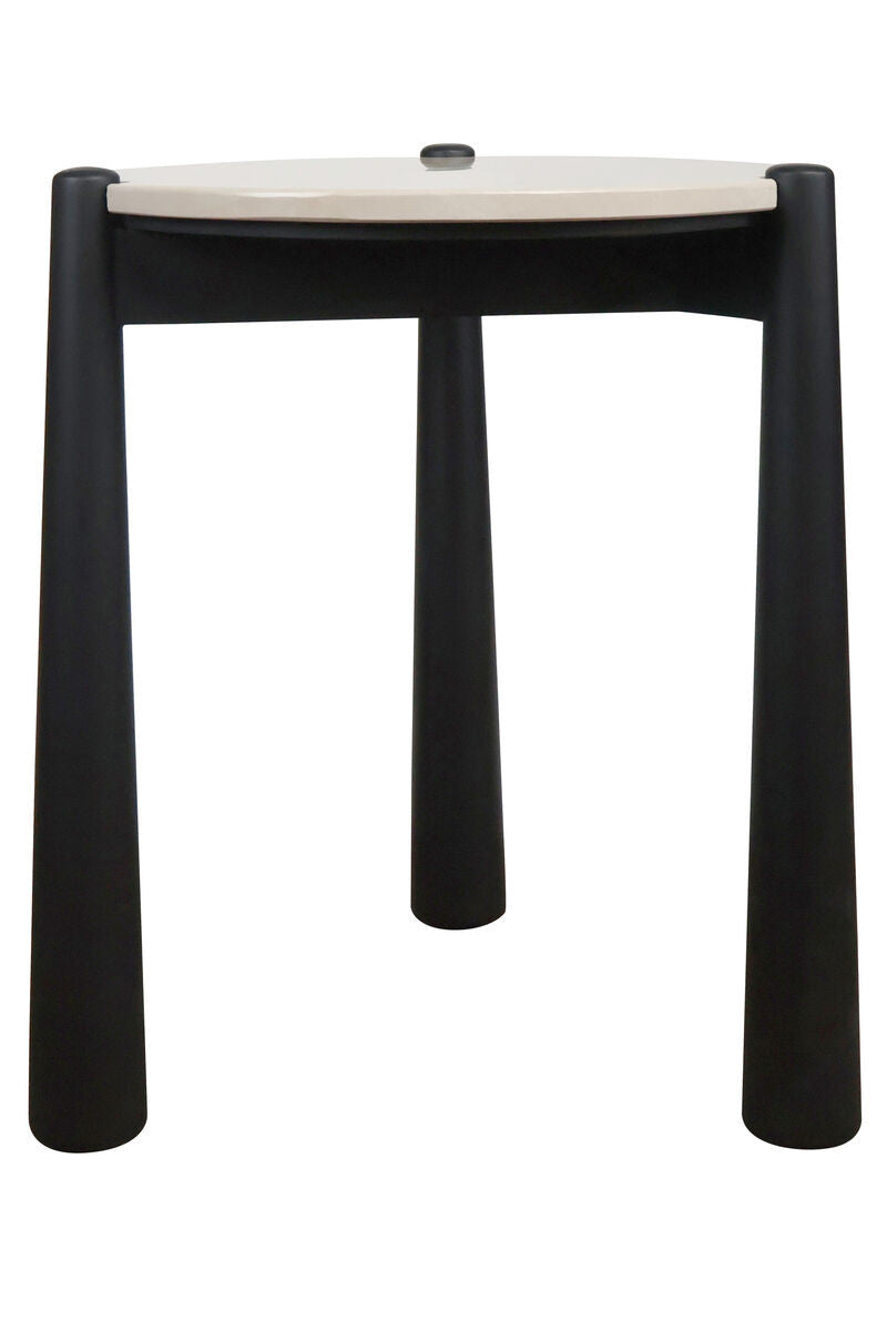 Wilbur Cream Marble Top and Mango Wood Side Table