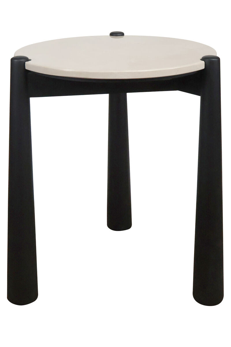 Wilbur Cream Marble Top and Mango Wood Side Table