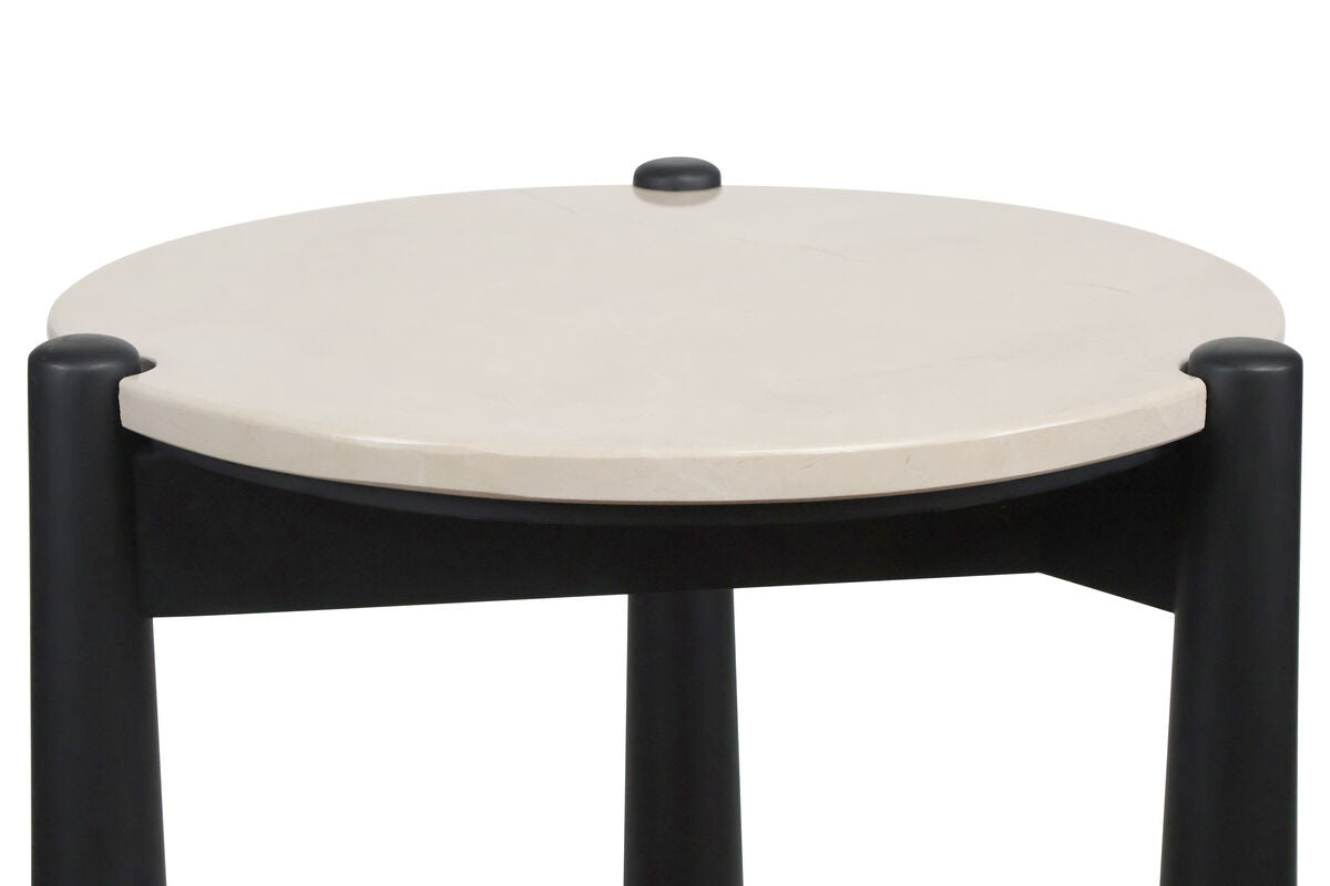 Wilbur Cream Marble Top and Mango Wood Side Table
