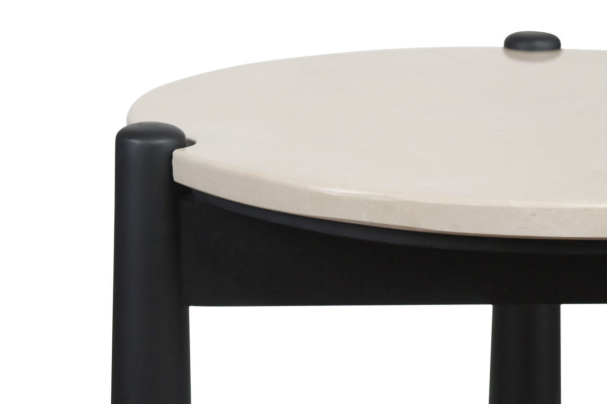 Wilbur Cream Marble Top and Mango Wood Side Table