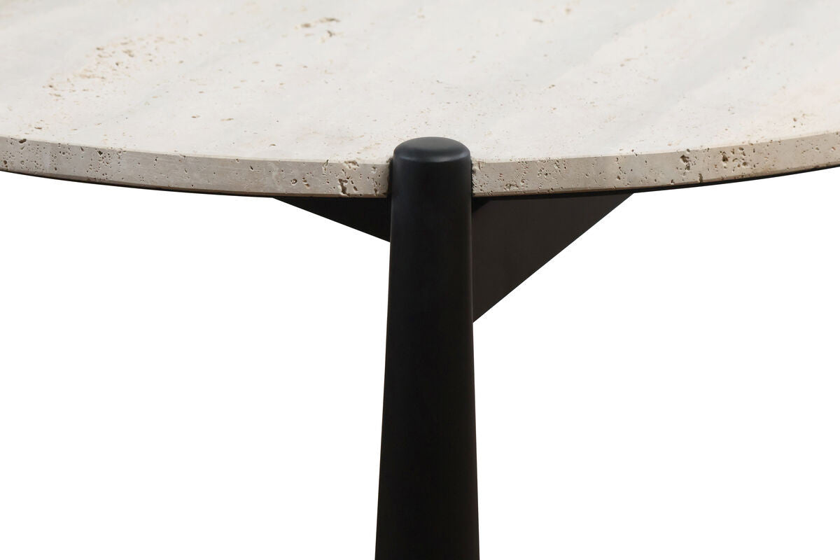 Wilbur Travertine Top and Black Finish Mango Wood Coffee Table