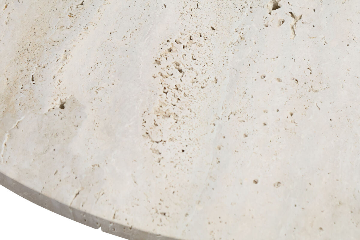 Wilbur Travertine Top and Black Finish Mango Wood Coffee Table