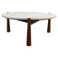 Wilbur Travertine Top and Brown Finish Mango Wood Coffee Table