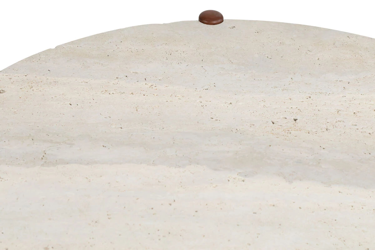 Wilbur Travertine Top and Brown Finish Mango Wood Coffee Table