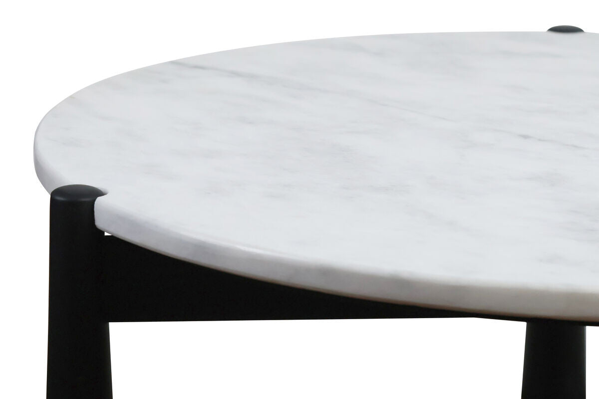 Wilbur White Marble Top and Black Finish Mango Wood Coffee Table