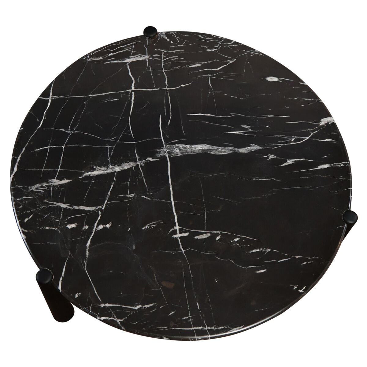 Wilbur Black and White Marble Top Coffee Table with Mango Wood Legs