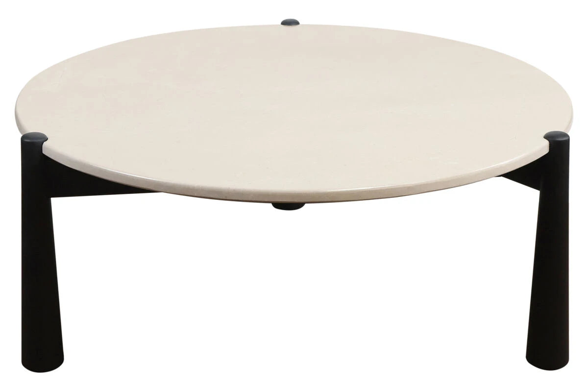 Wilbur Cream Marble Top and Black Mango Wood Coffee Table