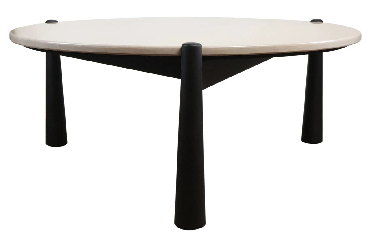 Wilbur Cream Marble Top and Black Mango Wood Coffee Table