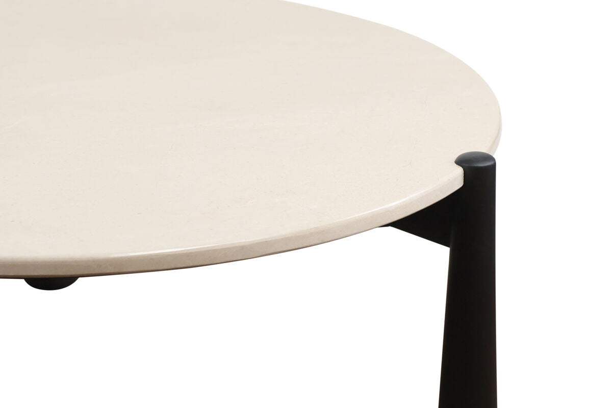 Wilbur Cream Marble Top and Black Mango Wood Coffee Table