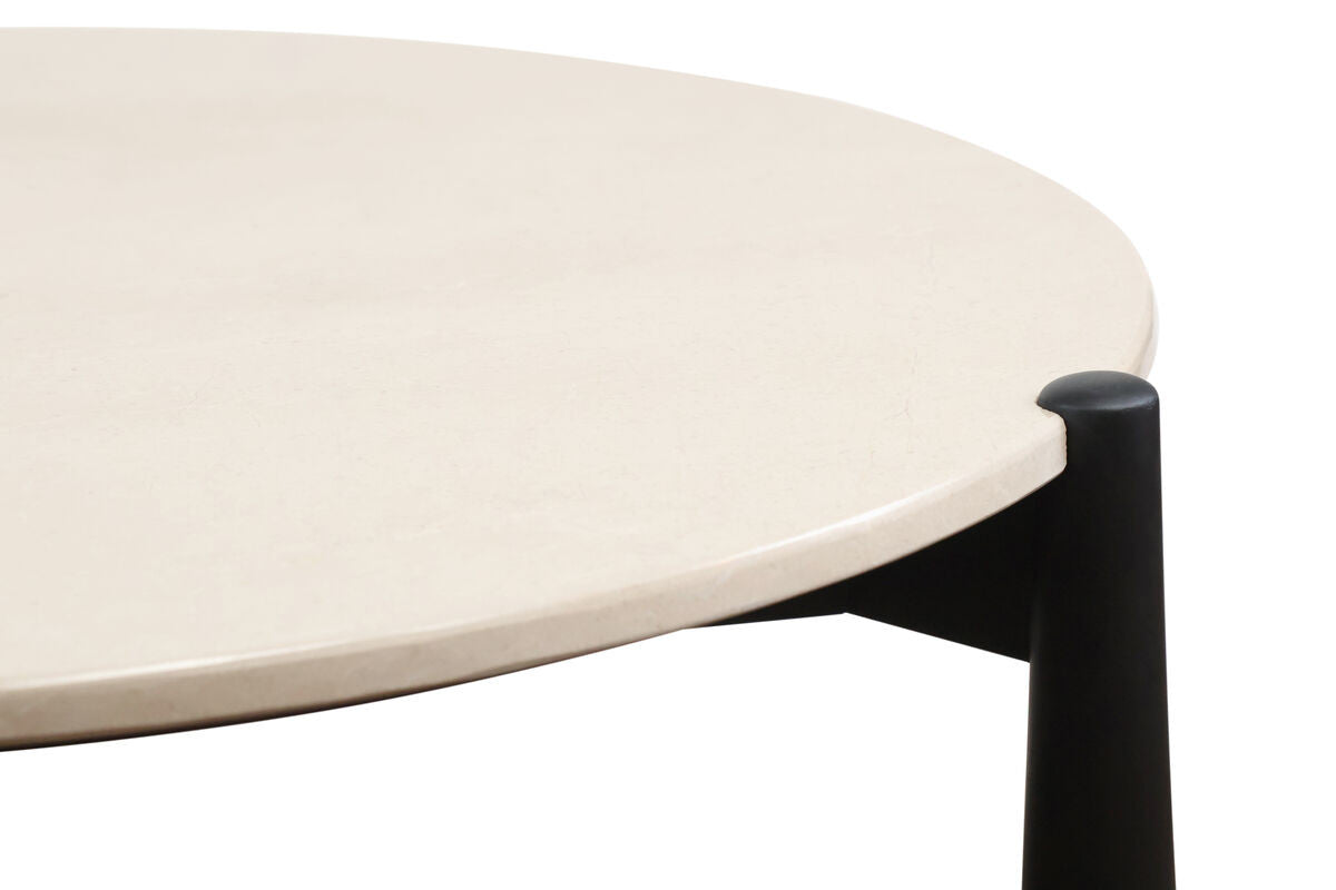 Wilbur Cream Marble Top and Black Mango Wood Coffee Table
