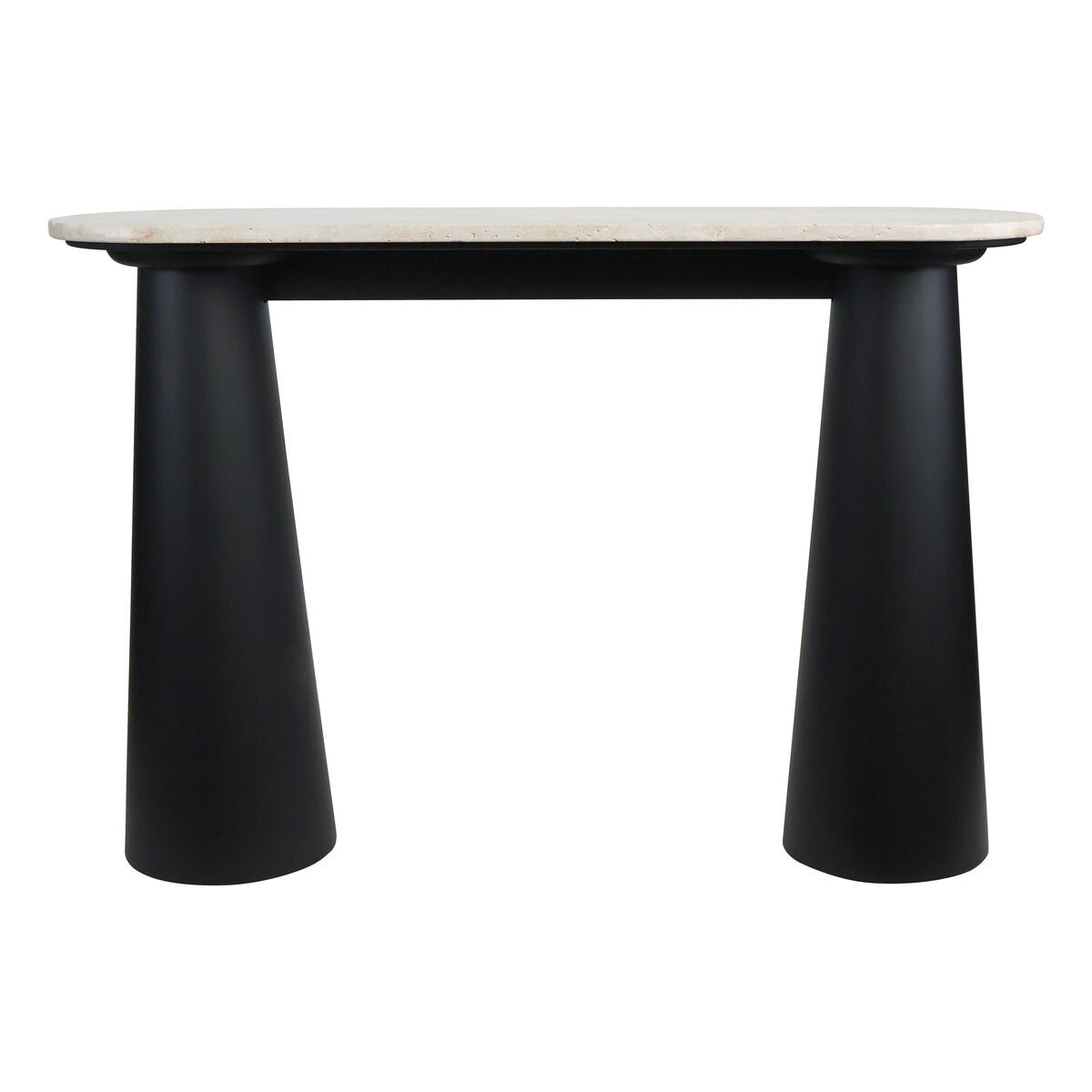 Waris Travertine Top and Black Mango Wood Console Table