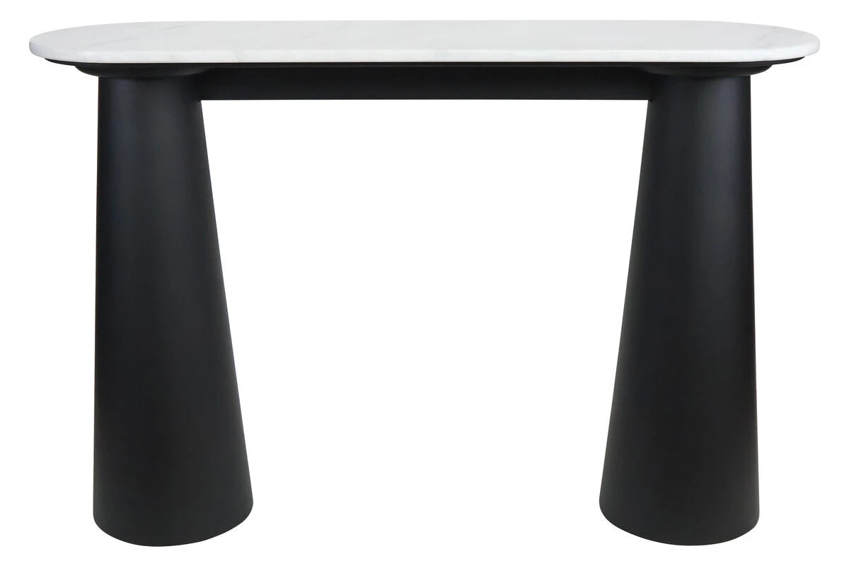 Waris White Marble Top and Black Mango Wood Console Table