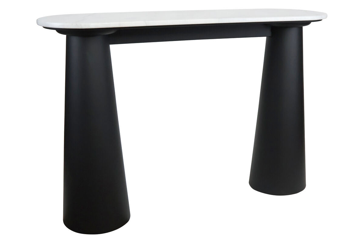 Waris White Marble Top and Black Mango Wood Console Table