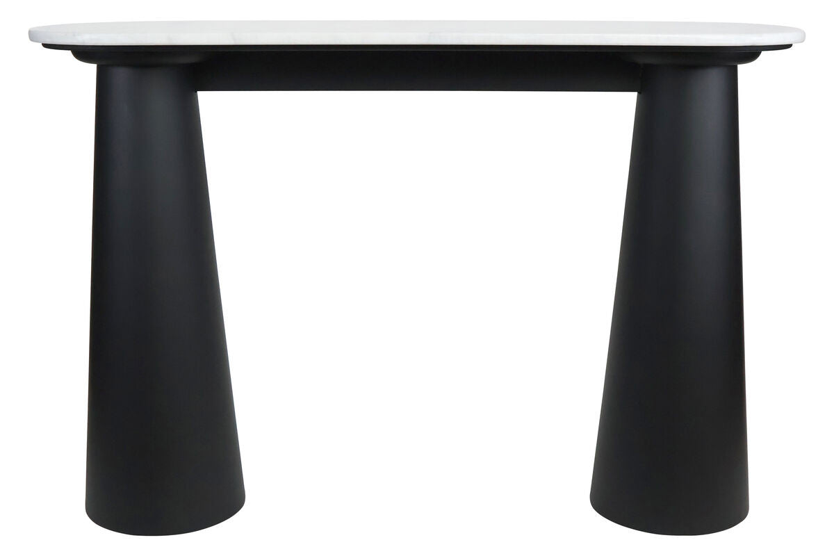 Waris White Marble Top and Black Mango Wood Console Table