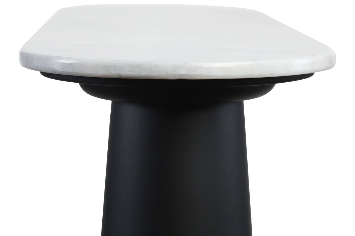 Waris White Marble Top and Black Mango Wood Console Table