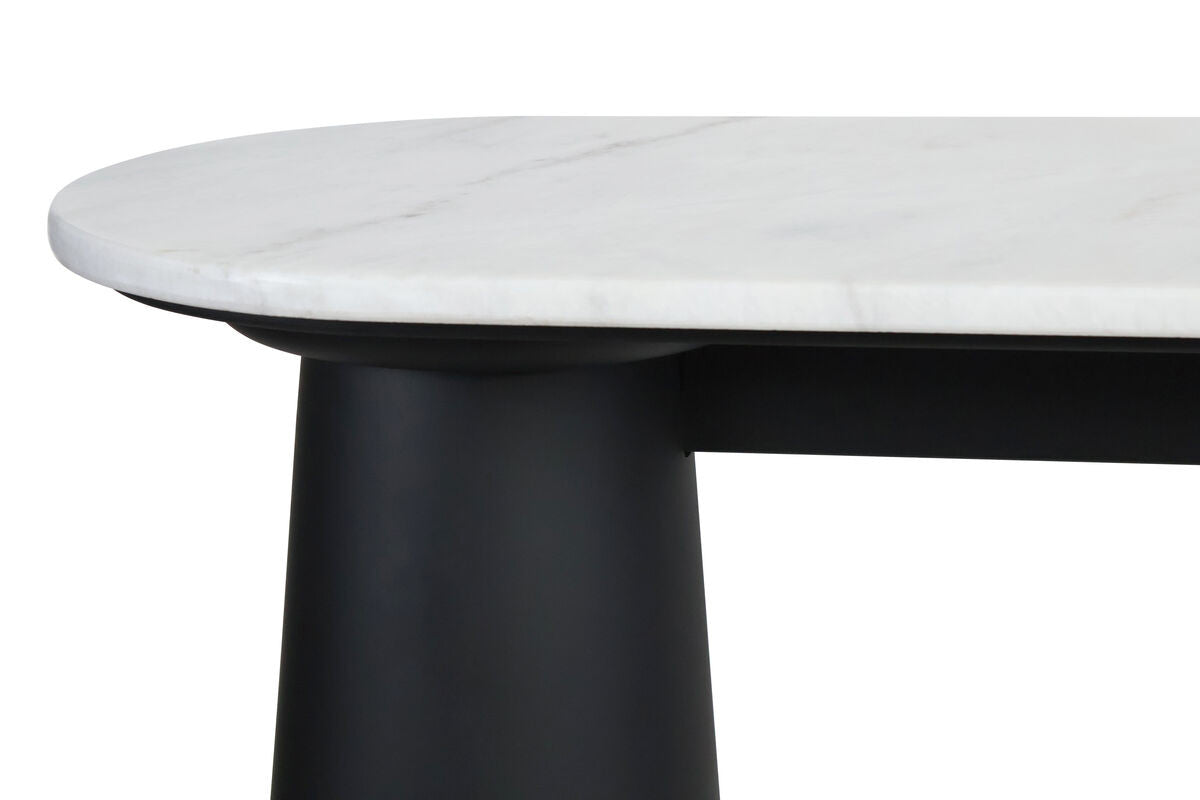Waris White Marble Top and Black Mango Wood Console Table
