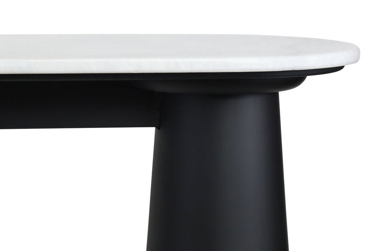 Waris White Marble Top and Black Mango Wood Console Table