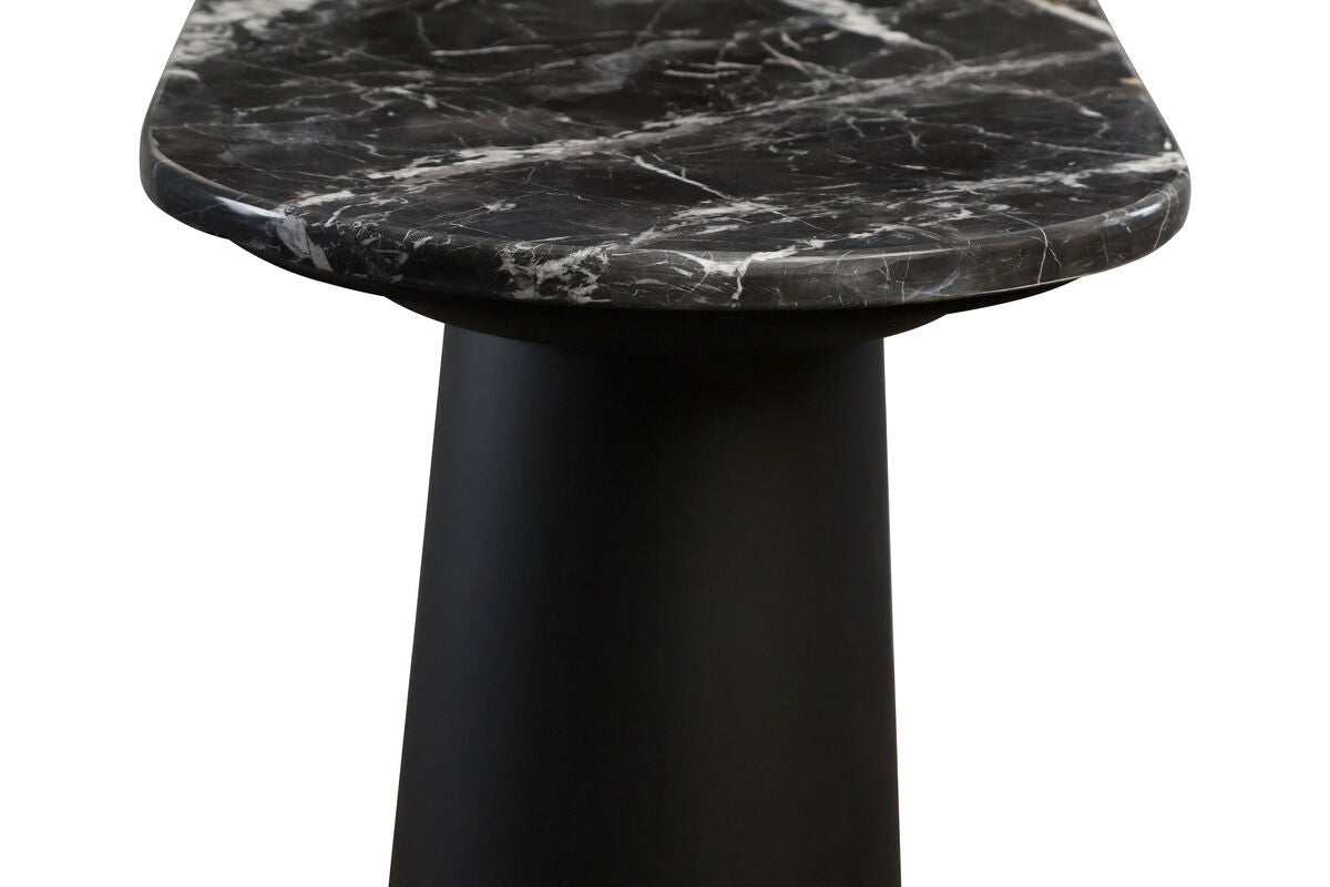 Waris Black and White Marble Top Console Table with Mango Wood Legs