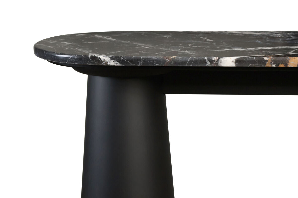 Waris Black and White Marble Top Console Table with Mango Wood Legs
