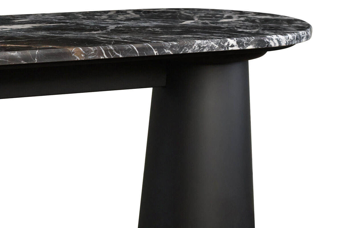 Waris Black and White Marble Top Console Table with Mango Wood Legs