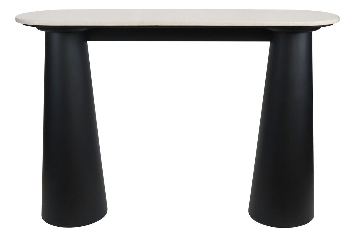Waris Cream Marble Top and Black Mango Wood Console Table