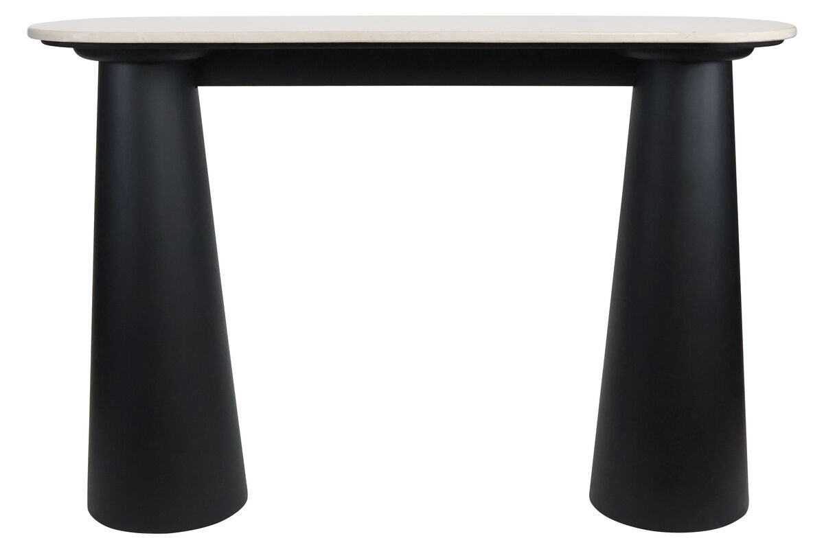 Waris Cream Marble Top and Black Mango Wood Console Table