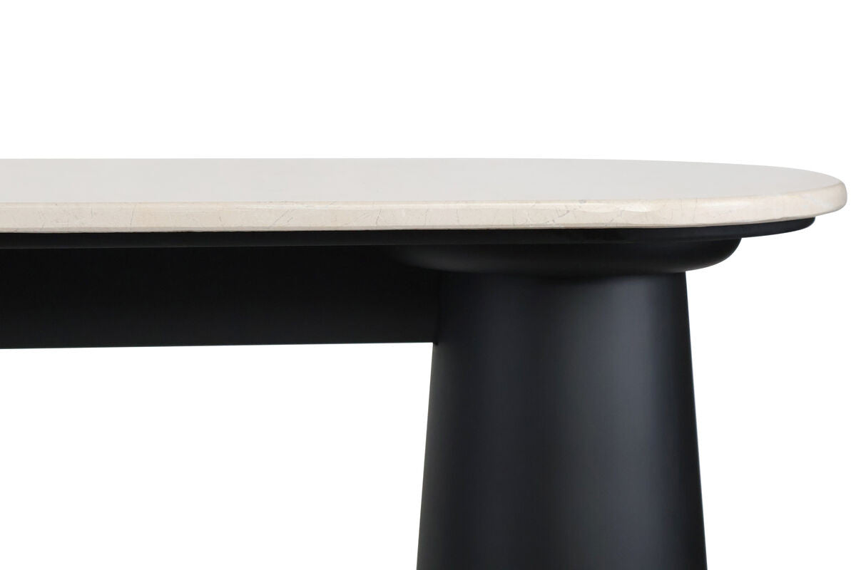 Waris Cream Marble Top and Black Mango Wood Console Table