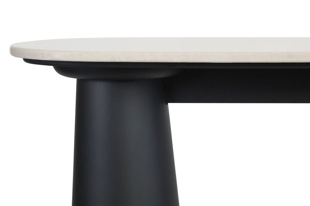 Waris Cream Marble Top and Black Mango Wood Console Table