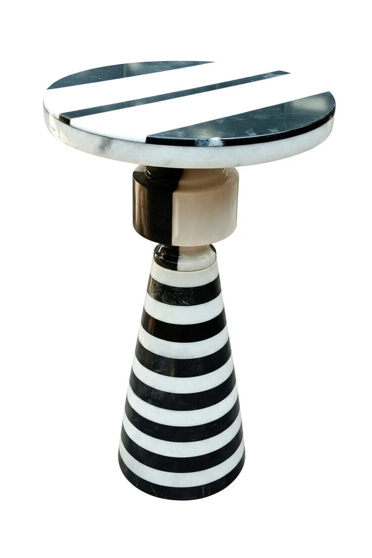 Zoro Black and White Stripe Side Table