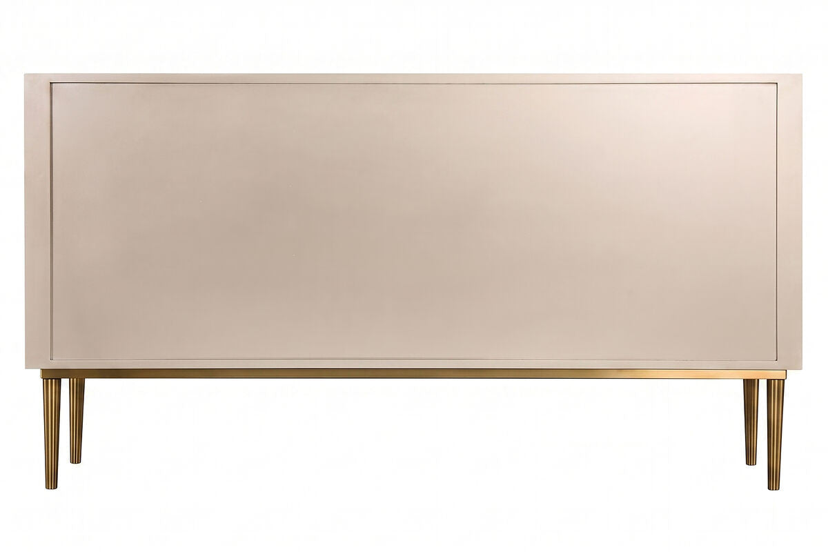 Dusino Champagne Gold Finish Three Door Flute Detail Sideboard