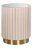Dusino Champagne Gold Finish Flute Detail Side Table with Glass Top