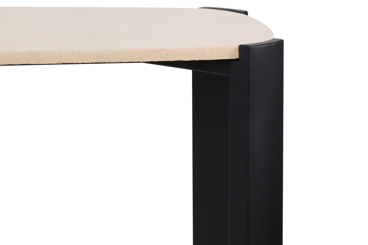 Palermo Cream Marble Top and Black Acacia Wood Console Table