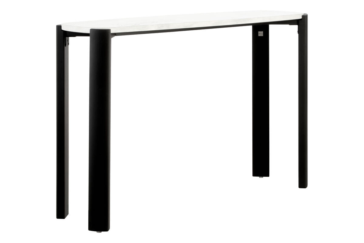 Palermo White Marble Top and Black Acacia Wood Console Table