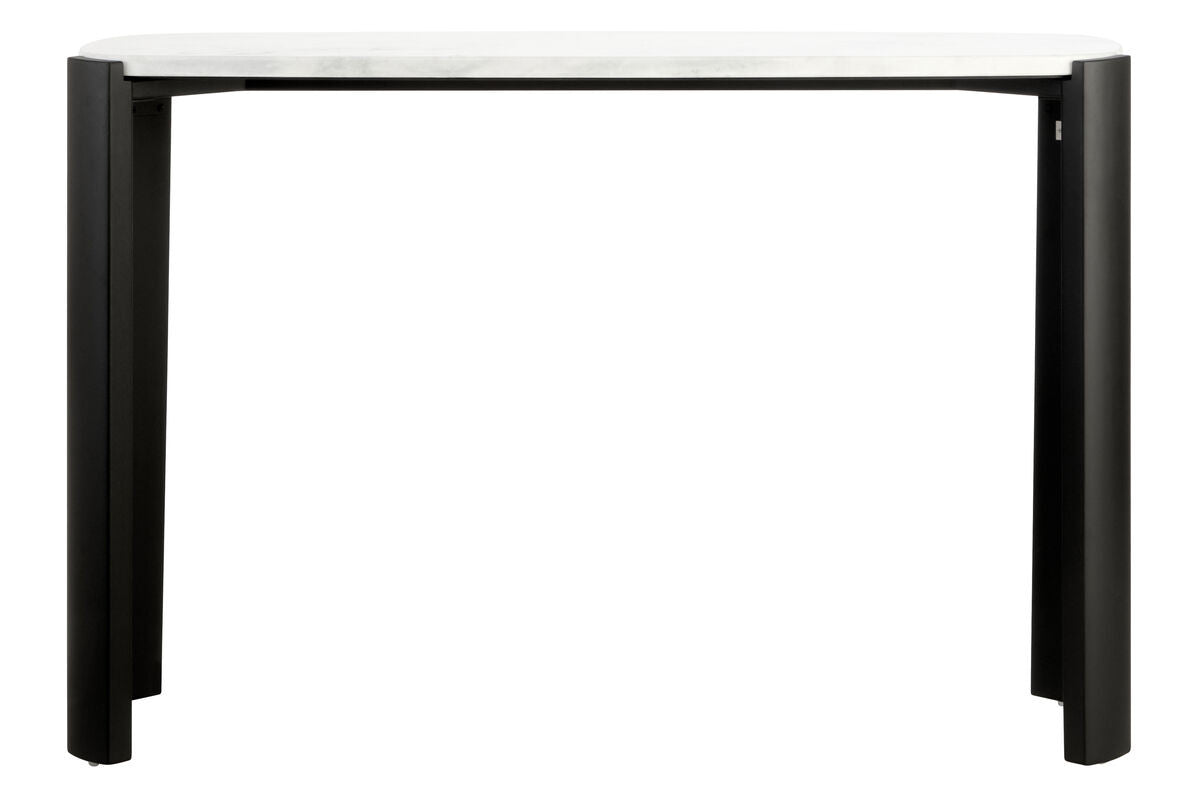 Palermo White Marble Top and Black Acacia Wood Console Table