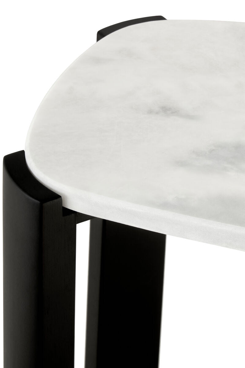 Palermo White Marble Top and Black Acacia Wood Console Table