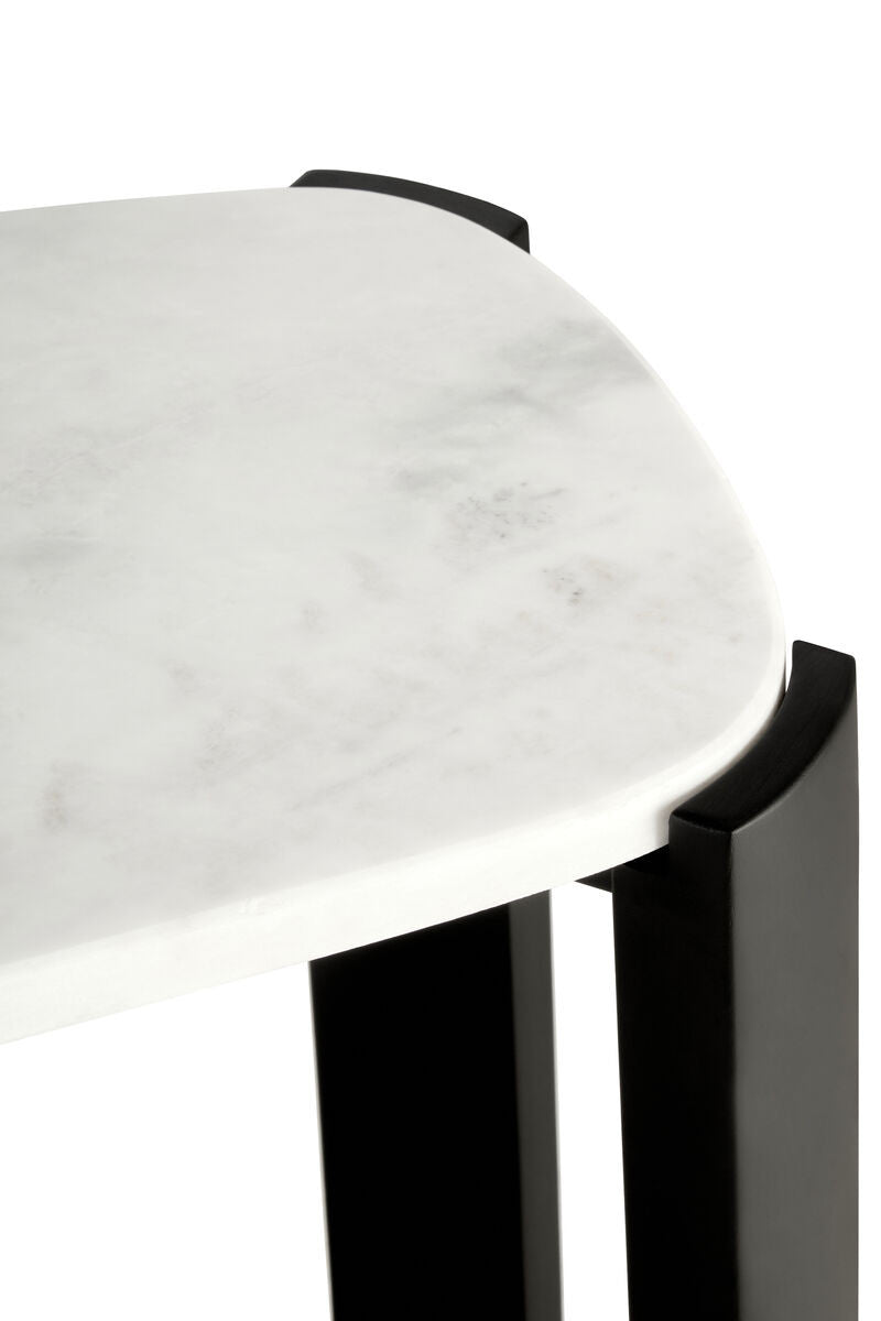 Palermo White Marble Top and Black Acacia Wood Console Table