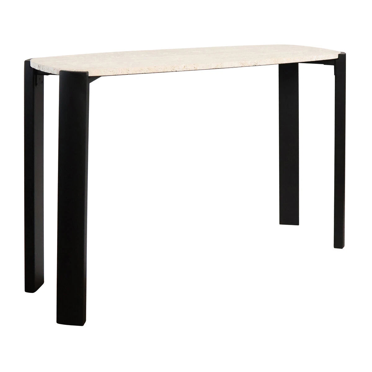 Palermo Travertine Top and Black Acacia Wood Console Table