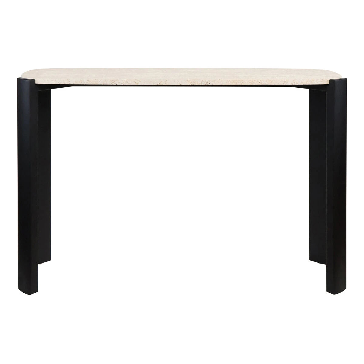 Palermo Travertine Top and Black Acacia Wood Console Table