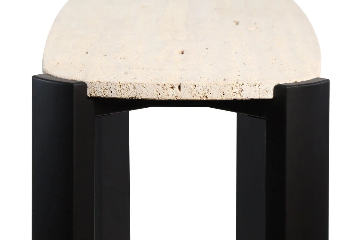 Palermo Travertine Top and Black Acacia Wood Console Table