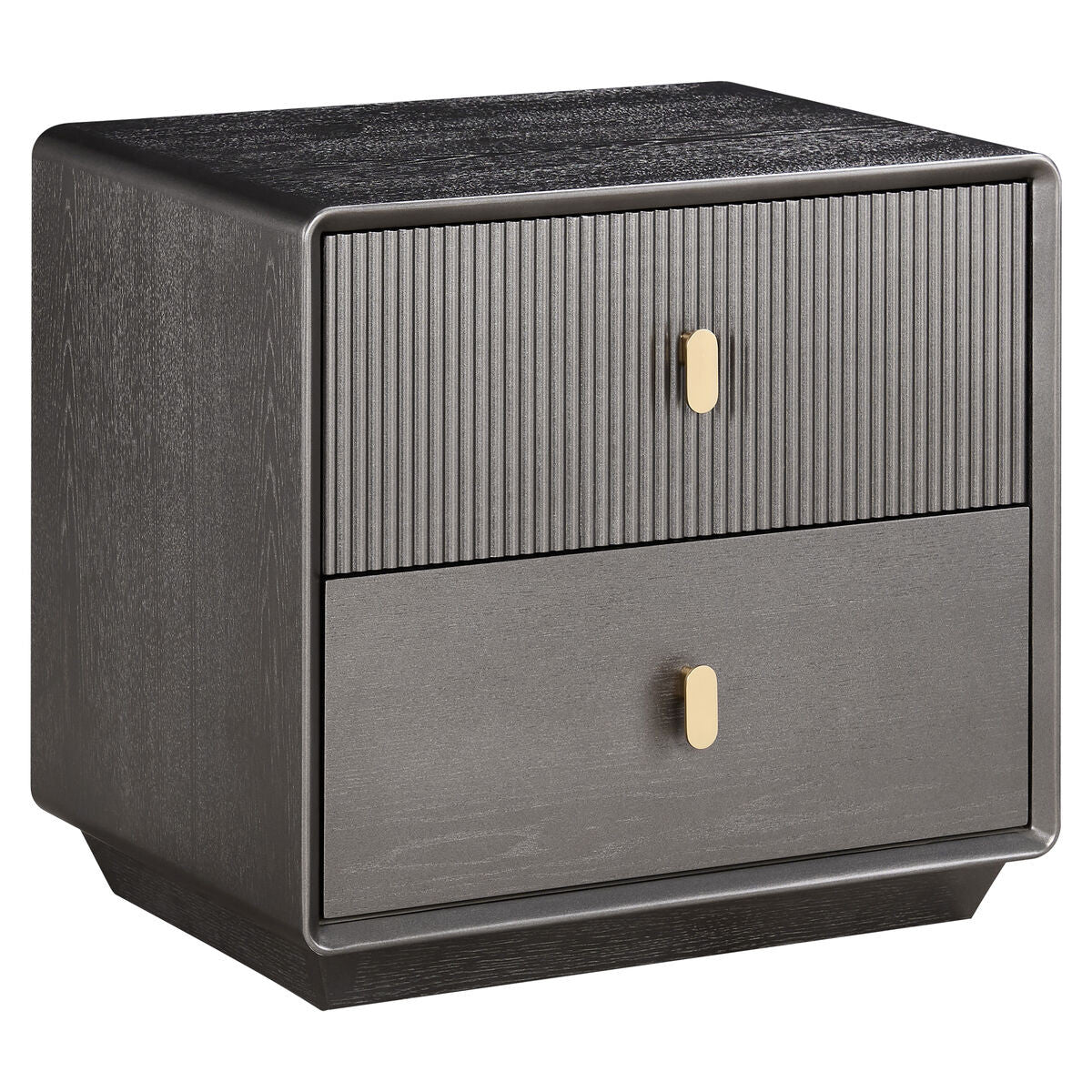 Dorsino Brown Grey Wood Veneer Two Drawer Bedside Table