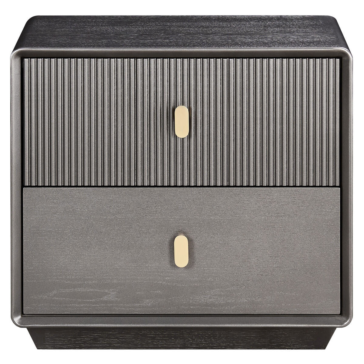 Dorsino Brown Grey Wood Veneer Two Drawer Bedside Table