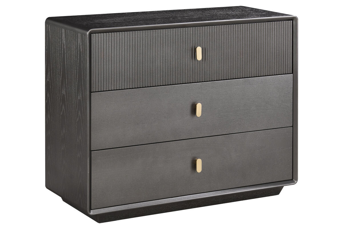 Dorsino Brown Grey Wood Veneer Three Drawer Chest