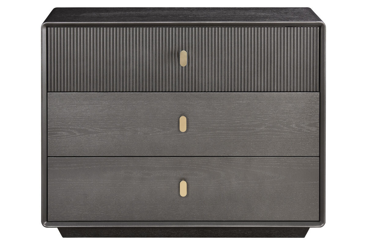 Dorsino Brown Grey Wood Veneer Three Drawer Chest