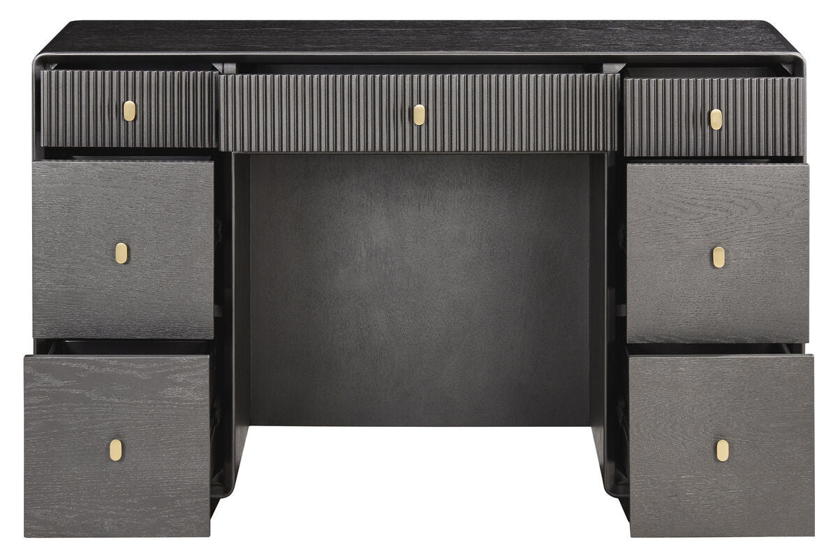 Dorsino Brown Grey Wood Veneer Seven Drawer Dressing Table
