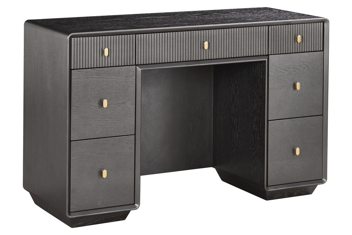 Dorsino Brown Grey Wood Veneer Seven Drawer Dressing Table