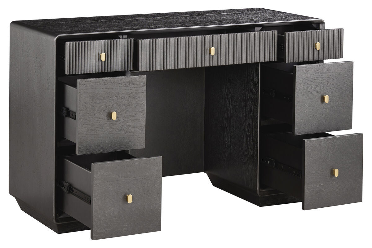 Dorsino Brown Grey Wood Veneer Seven Drawer Dressing Table