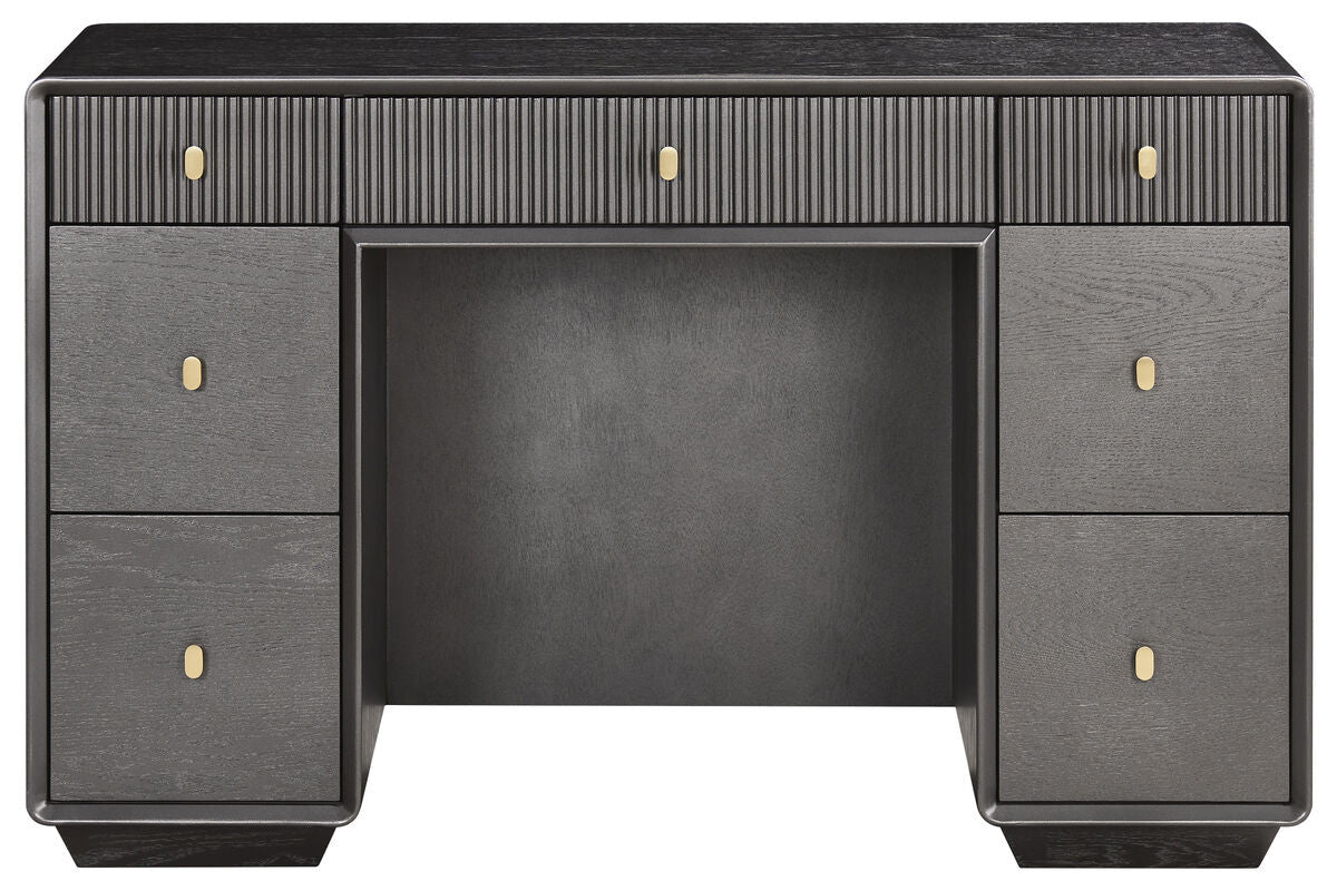 Dorsino Brown Grey Wood Veneer Seven Drawer Dressing Table