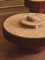 Babel Round Travertine and Mango Wood Coffee Table