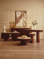 Babel Round Travertine and Mango Wood Coffee Table